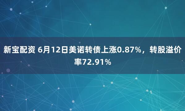 新宝配资 6月12日美诺转债上涨0.87%，转股溢价率72.91%